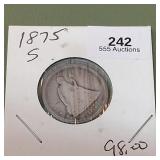 1875 S Liberty Seated Twenty Cent Piece 20c