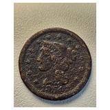 3 (2) 1854, 1855 Liberty Head Large Cent 1c