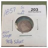 1857 Liberty Seated Half Dime 5c