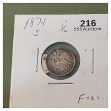 1871 S Liberty Seated Half Dime 5c