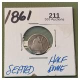1861 Liberty Seated Half Dime 5c