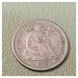 1860 Liberty Seated Half Dime 5c