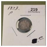 1873 P Liberty Seated Half Dime 5c