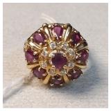 14k Diamond & Ruby Ring Size 6.5
