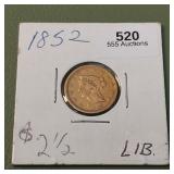 1852 Liberty Gold $2 1/2
