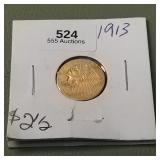 1913 Indian Gold $2 1/2