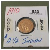 1910 Indian Gold $2 1/2
