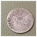 1858 Silver Trime 3c