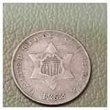 1852 Silver Trime 3c