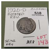 1920 D Buffalo Nickel Error Rotated Reverse