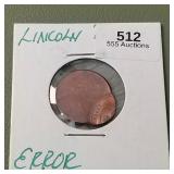 Lincoln Penny 1c Error - Off-Center