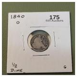 1840 O Liberty Seated Half Dime 5c