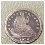 1838 Liberty Seated Half Dime 5c