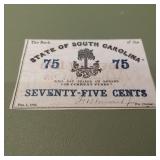 75c Obsolete Currency State of South Carolina