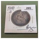1859 O Liberty Seated Half Dollar 50c