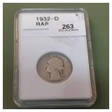 1932 D Washington Twenty Five Cents 25c