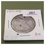 1876 CC Liberty Seated Half Dollar 50c