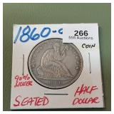 1860 O Liberty Seated Half Dollar 50c