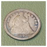 1843 Liberty Seated Half Dime 5c