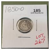 1850 O Liberty Seated Half Dime 5c