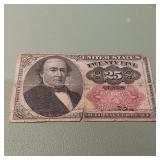 Fifth Issue 25c Fractional Currency F1308 Has Fold