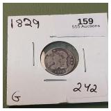 1829 Capped Bust Half Dime 5c