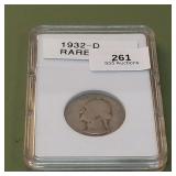 1932 D Washington Twenty Five Cents 25c