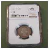 1932 D Washington Twenty Five Cents 25c