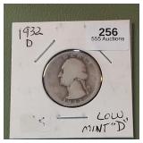 1932 D Washington Twenty Five Cents 25c