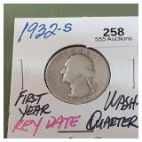 1932 S Washington Twenty Five Cents 25c