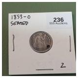 1853 O Liberty Seated Dime 10c Hole in it