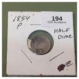 1854 P Liberty Seated Half Dime 5c