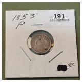 1853 P Liberty Seated Half Dime 5c