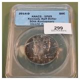 2014 D Kennedy Half Dollar 50c ANACS SP69 50th Ann