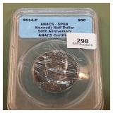 2014 P Kennedy Half Dollar 50c ANACS SP68 50th Ann