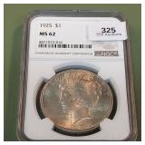 1925 Peace Silver Dollar NGC MS62