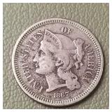 1867 Nickel Three Cent Piece 3c