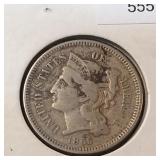 1865 Nickel Three Cent Piece 3c