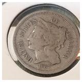 1867 Nickel Three Cent Piece 3c
