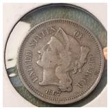 1867 Nickel Three Cent Piece 3c