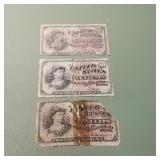 3 Fourth Issue 10c Fractional Currency F1258-F1259