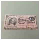 Fourth Issue 15c Fractional Currency F1268 Folds