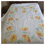 Yellow and Orange Flower Quilt, Hand Stitched