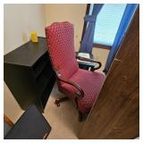 (2) Book Shelves, Table, Red Rolling Desk Chair