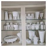 (Approx 45+) Upper Cabinet Contents Milk Glass