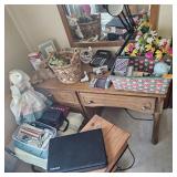 Contents of First Bedroom, Lamps, Baskets, Dog