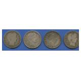 4- Mixed 1893 and 1894 Liberty Barber Quarters
