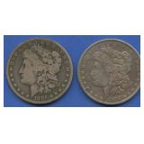 2- 1881-O Morgan Silver Dollars