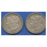 2- 1878-S Morgan Silver Dollars