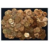 5- Rolls of 1966 Lincoln Memorial Cents AU/BU